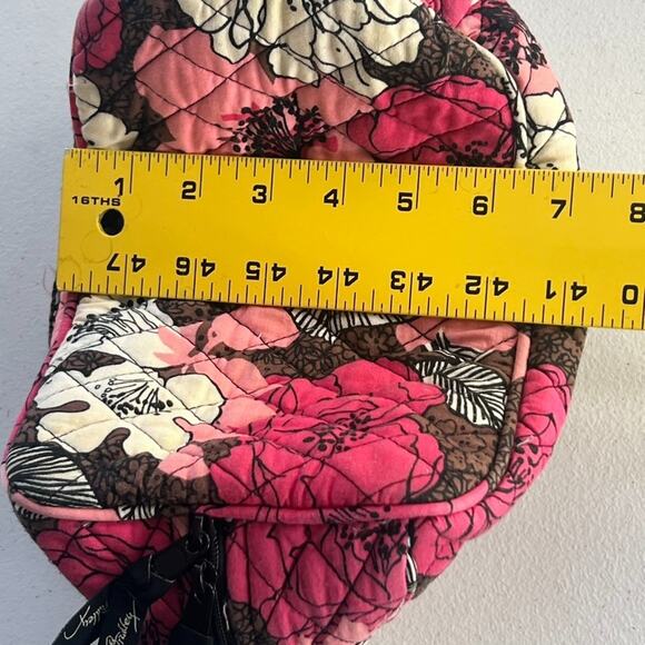 Vera Bradley Cosmetic Makeup Travel Bag Mocha Rouge Quilted Cotton Floral - Picture 14 of 16